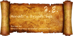 Hordós Erzsébet névjegykártya