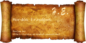 Hordós Erzsébet névjegykártya